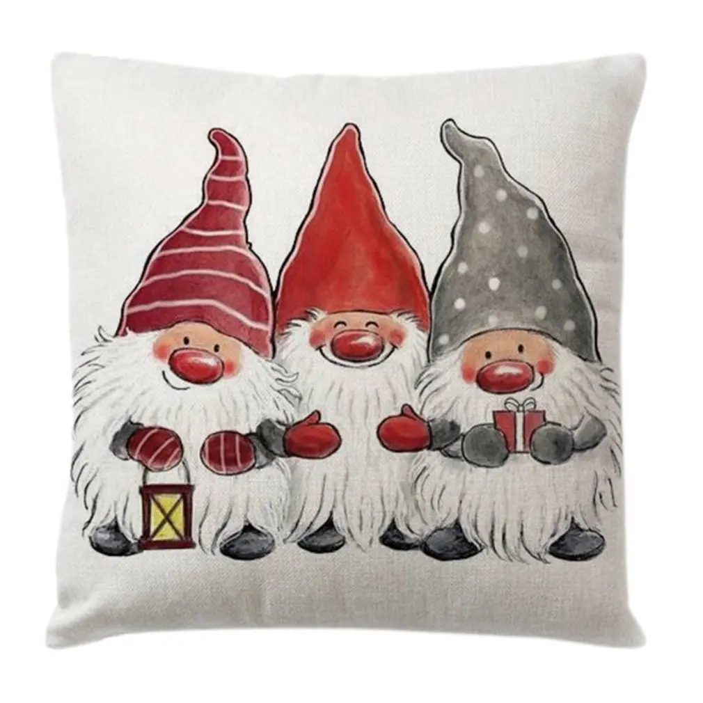 

Christmas Cotton Linen Pillow Case Snowman Santa Printing Bed Home Decor Cushion Cover Shell Christmas Decor