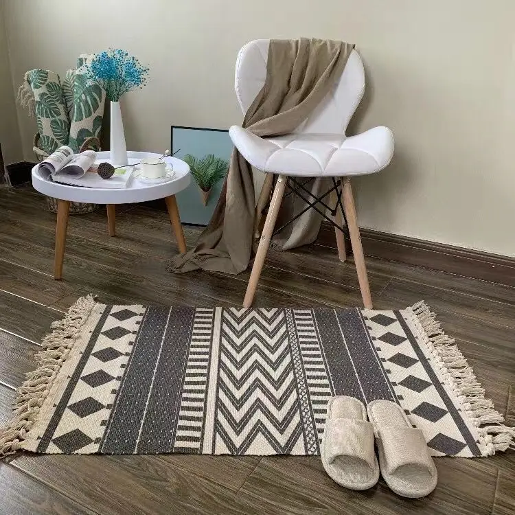 home boho decor geometric patern tassel bohemia handmade cotton macrame anti slip woven mat doormat floor bath rug carpet 60x90 free global shipping