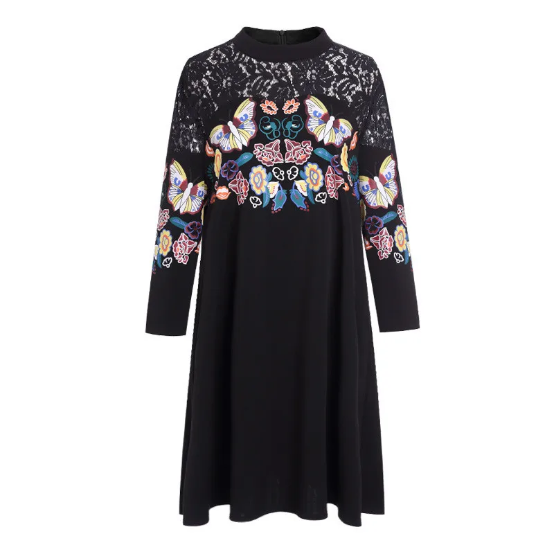 Черное кружевное платье большого размера Женская одежда 5XL 2020 весеннее