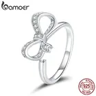 Женское кольцо с бантом bamoer, серебряное кольцо из 925 пробы и ленты, Винтажное кольцо с фианитами, ювелирное изделие BSR158