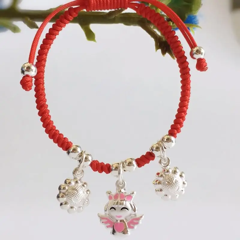 Браслет детский из серебра пробы с Красной веревкой | Украшения и аксессуары