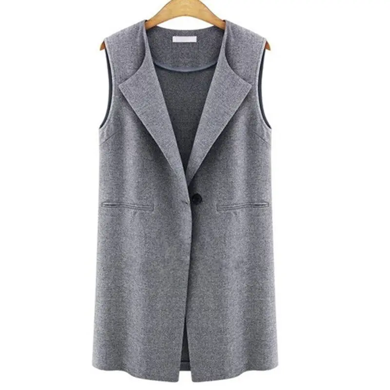 

Solid Color Casual Vest Fashion Plus Size Womens Sleeveless Longline Waistcoat Jacket Trench Cardigan Blazer Coats