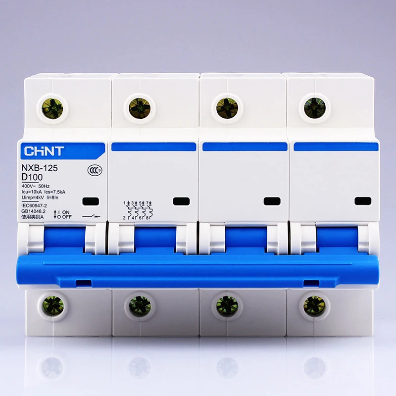 CHINT NXB 125 4P AC 230/400V type D воздушный выключатель D63 80 100 125A DZ47 последняя модель защита от