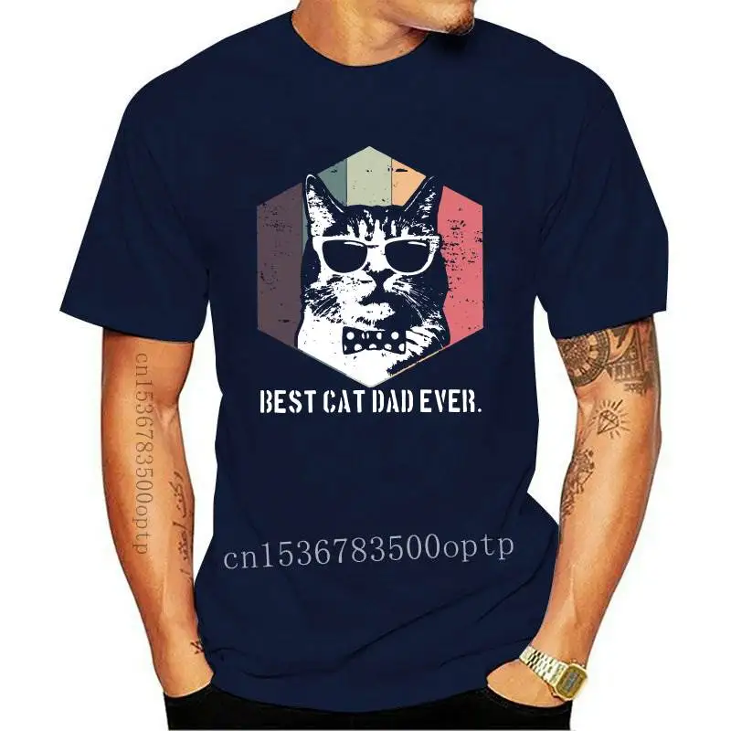 

Men's Best Cat Dad Ever Gift Graphic T Shirts Funny Cats Lover Father Daddy Gift Pure Cotton Tops Fun Crew Neck Tee Shirt
