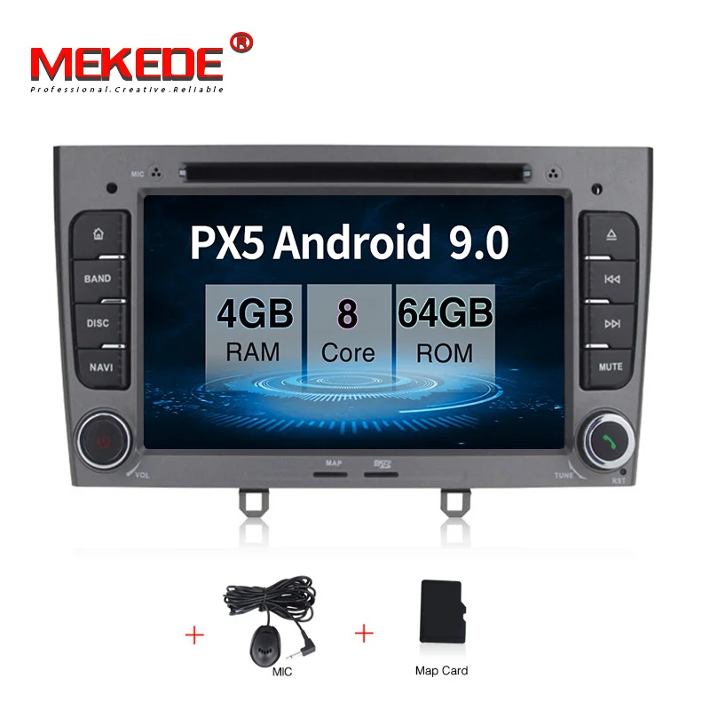 MEKEDE 1024*600 Octa Core Android 9.0 4G RAM 64GROM Multimedia Car dvd Player For Peugeot 308 408 with wifi radio GPS BT RDS |