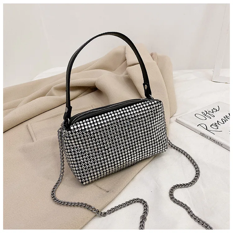 Блестящая сумка-хобо с бриллиантами женские сумочки клатчи винтажная