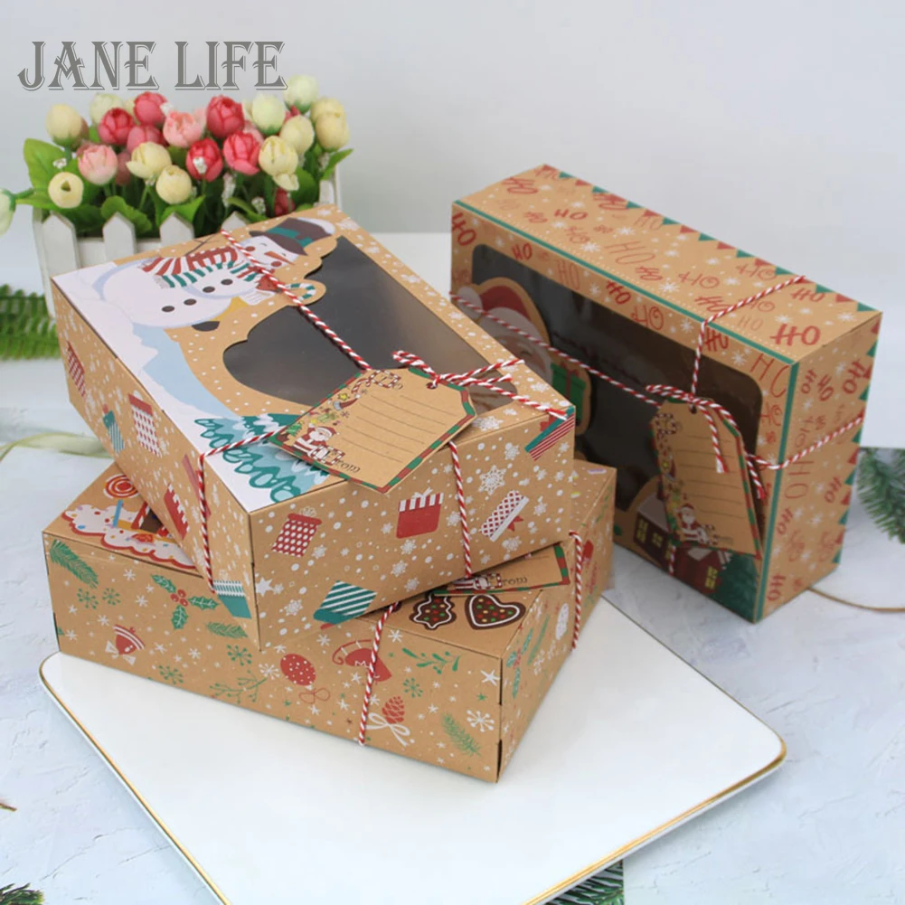 

Creative Kraft Christmas Paper Boxes Chocolate Biscuit Gift Packing New Years Child Parties Favours Decoration Gift Bag Goods