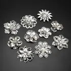 Бесплатная доставка, 4 шт, серебристые металлические филигранные цветочные обертки, соединители, украшения, поделки, подарочное украшение, DIY ювелирные изделия