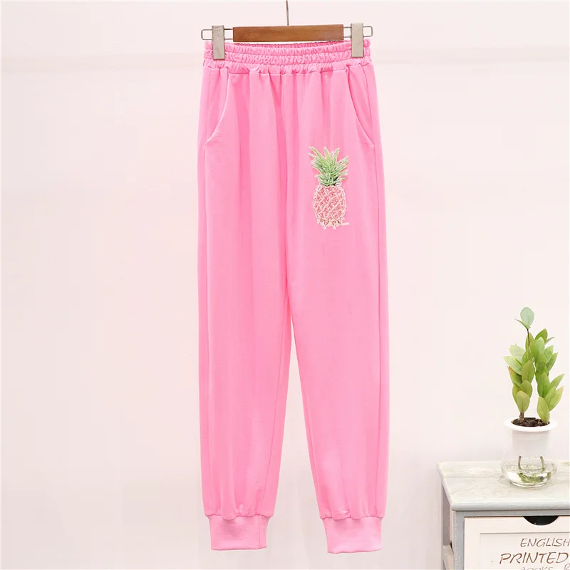 Женский спортивный комплект из 2 предметов футболка с принтом ананаса и