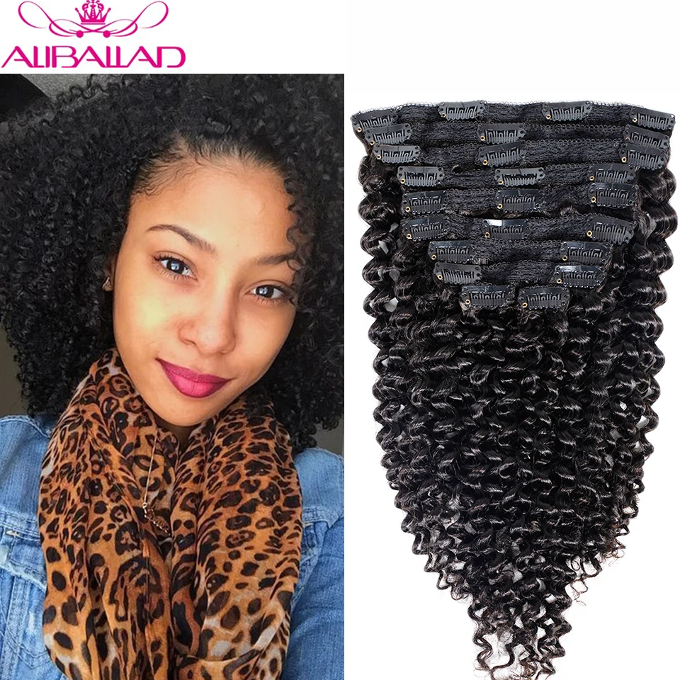 

Kinky Curly Clip In Human Hair Extensions Brazilian Remy Hair 10 Pcs/Set 120g For a Head Two Sets Are Better