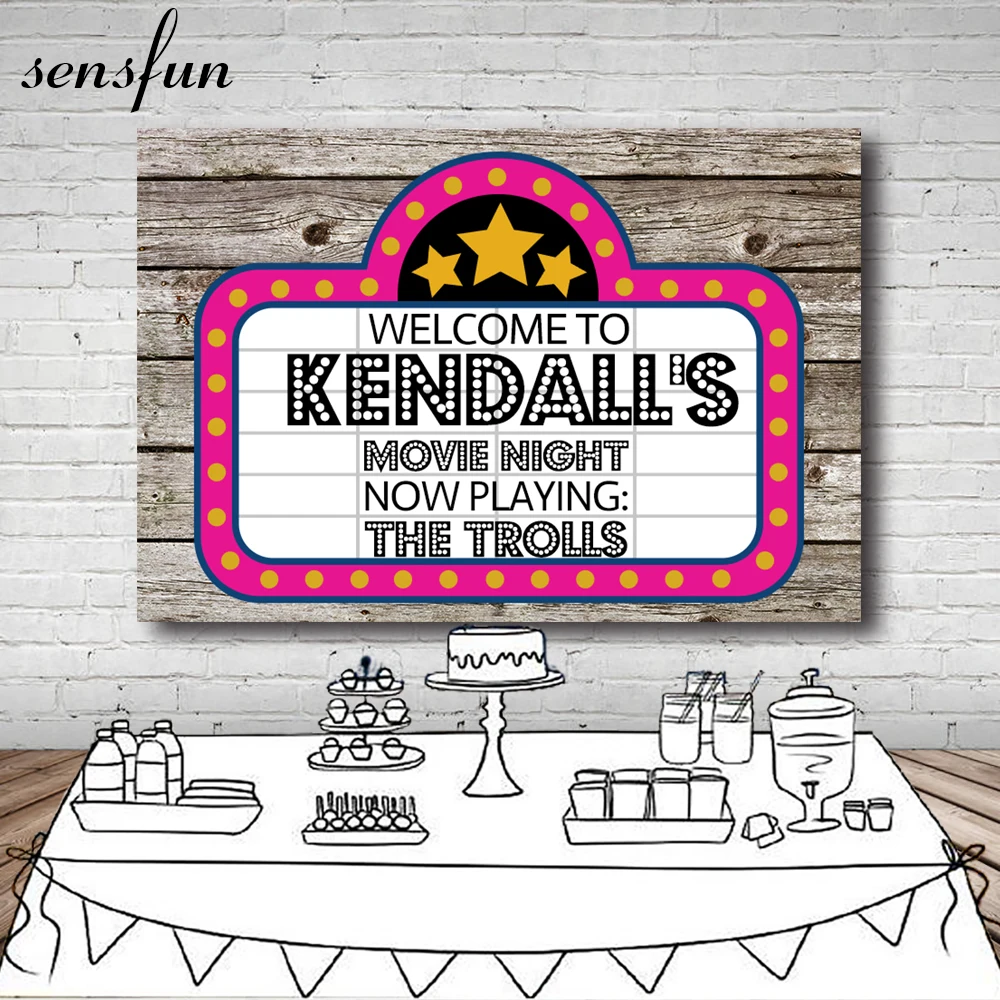 

Sensfun Wood Retro Theme Party Backdrops Movie Night Kids Birthday Party Photography Backgrounds Custom 7x5ft