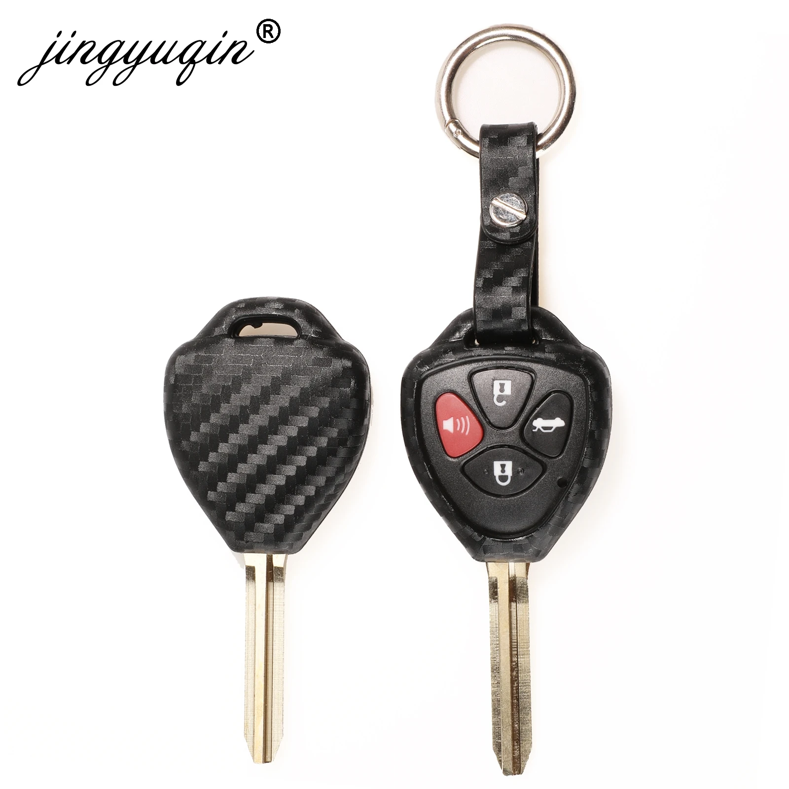 

jingyuqin 2/3/4 Button Carbon Fiber Silicone Car Remote key Cover For Toyota Camry Corolla Avalon Venza Hilux Vitz Rav4 Fob Case
