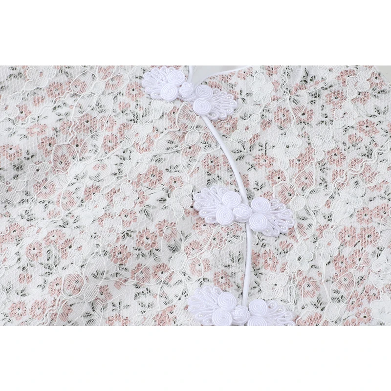 

Chinese Style Elegant Temperament Dress For Women 2021 Summer New Sweet Floral Printed Short Sleeve Ruffle Draped Dress Female