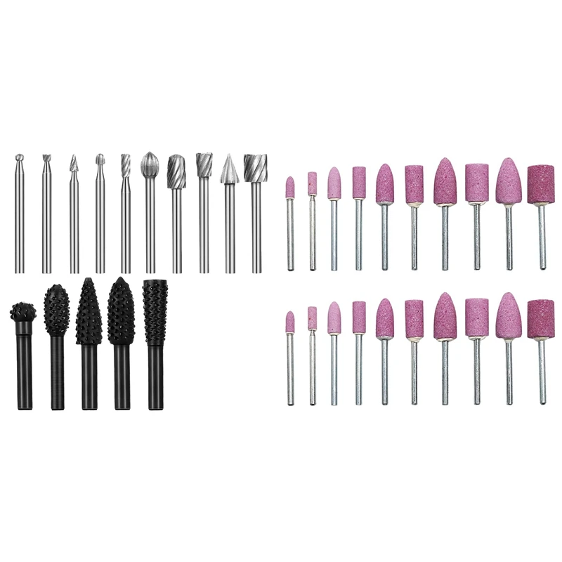 

20Pcs Rubber Polishing Bits Cylinder Shape Polishing Burrs Bit With 15Pcs Woodworking Drill Bits Set