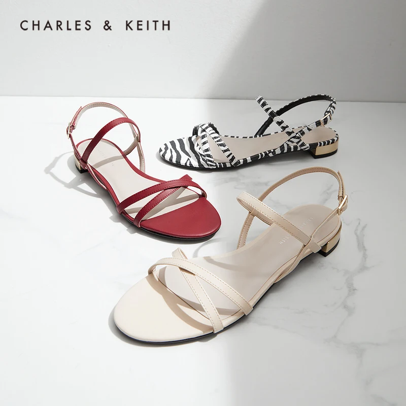 

CHARLES＆KEITHНовинка на летом 2021 CK1-70380868 Женские босоножки на низком каблуке с открытым носком и перекрестными ремешками
