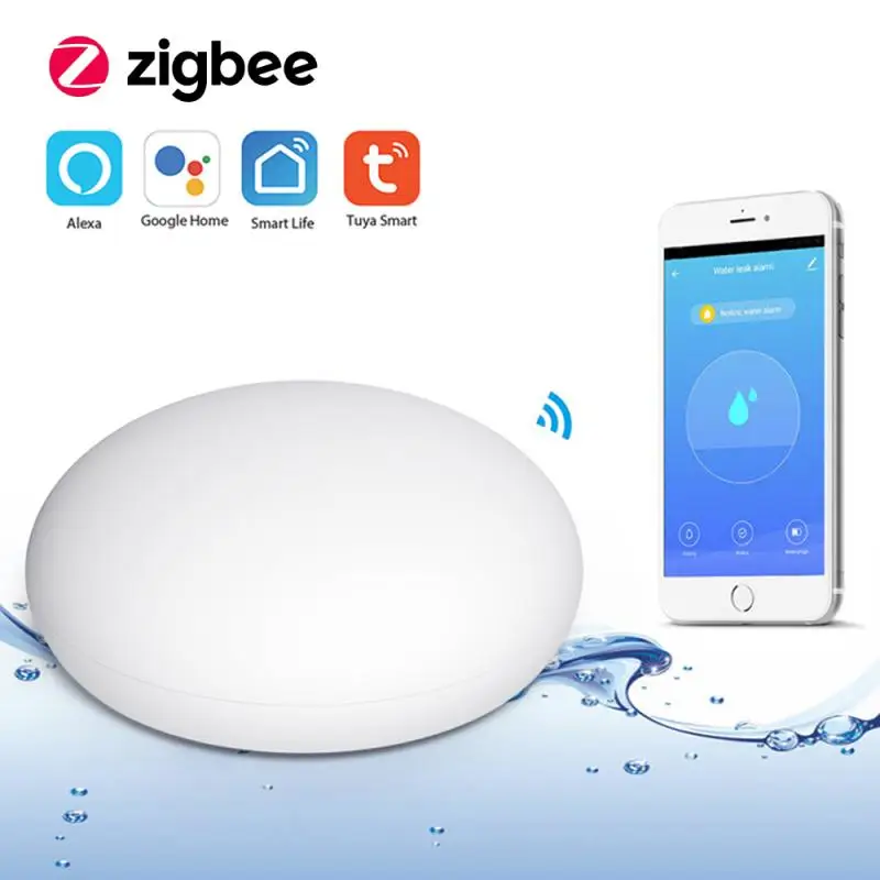 

Tuya ZigBee Smart Water Leakage Sensor Water Leak Alarm Work With Smart Life APP Alexa Google Assistant Remote Control Hot