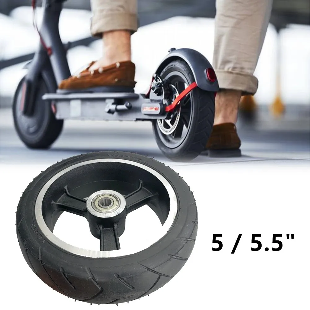 

5/5.5 Inch Electric Scooter Tire Solid Tire With Wheel Hub Bearing No-inflatable Rubber+metal Anti-skid E-scooter Accessories