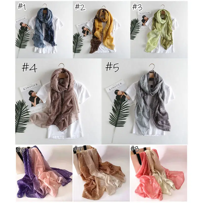 NEW silver dot shimmer scarf ombre scarves and shawls women muslim print hijabs |