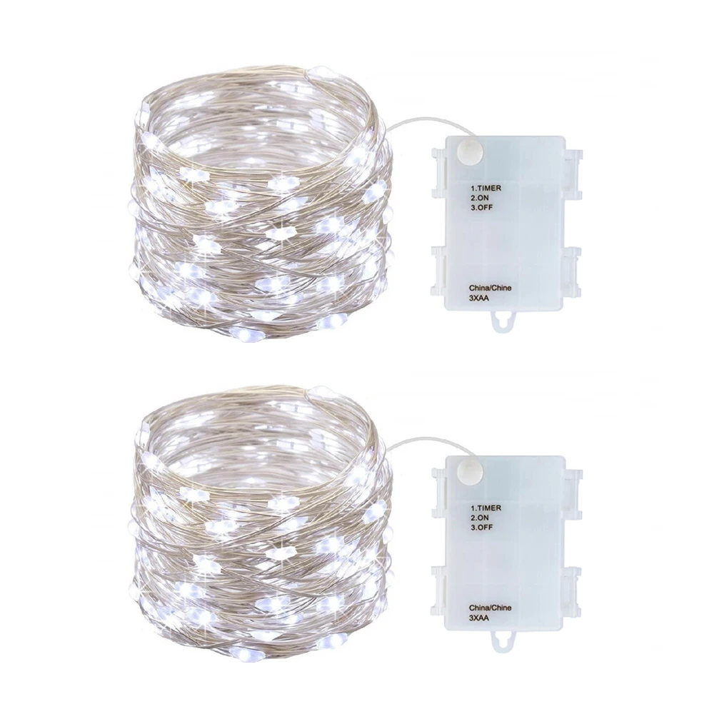 2 шт. светодиодные гирлянды на батарейках мини рождественские сказочные