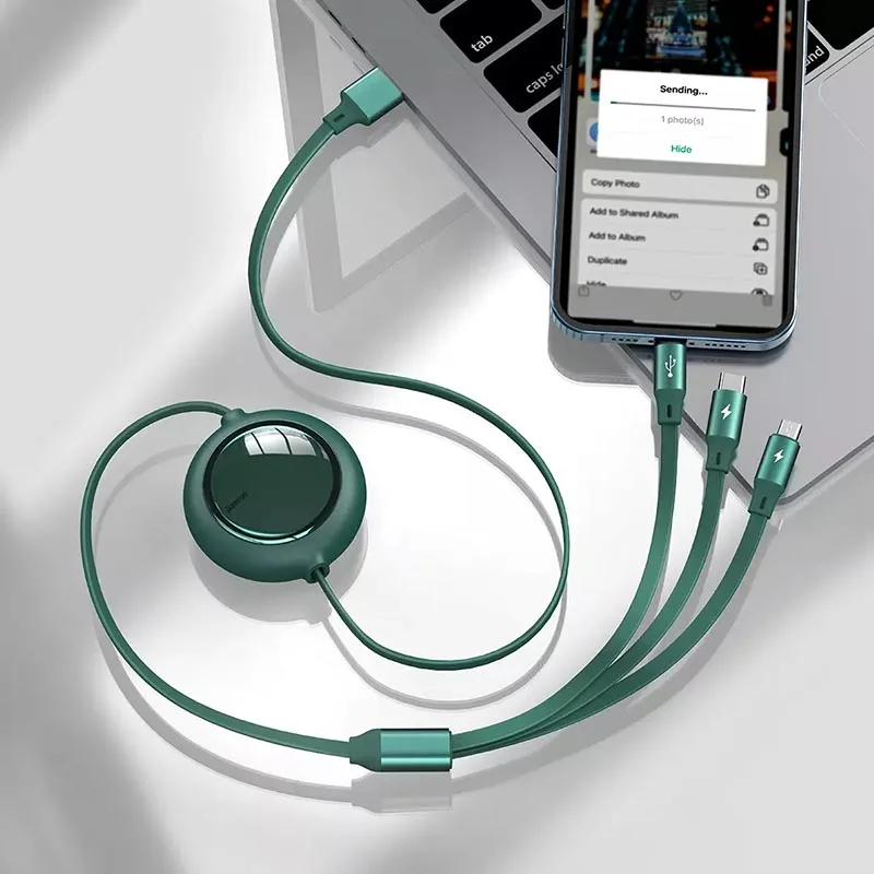 

New Youpin 3 in 1 USB Charging Cable for iPhone 12 Pro Max Retractable Micro Type C 3.5A Fast Charging for Huawei Xiaomi Samsung