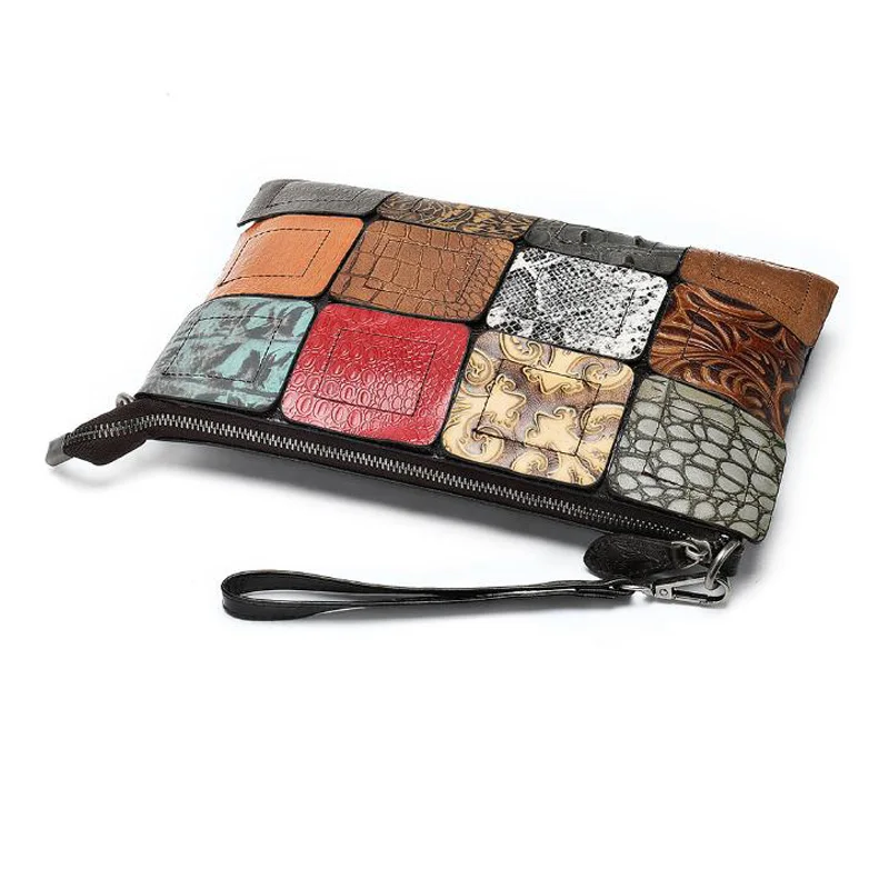 Сумки из натуральной кожи для женщин многоцветная Лоскутная сумка через плечо