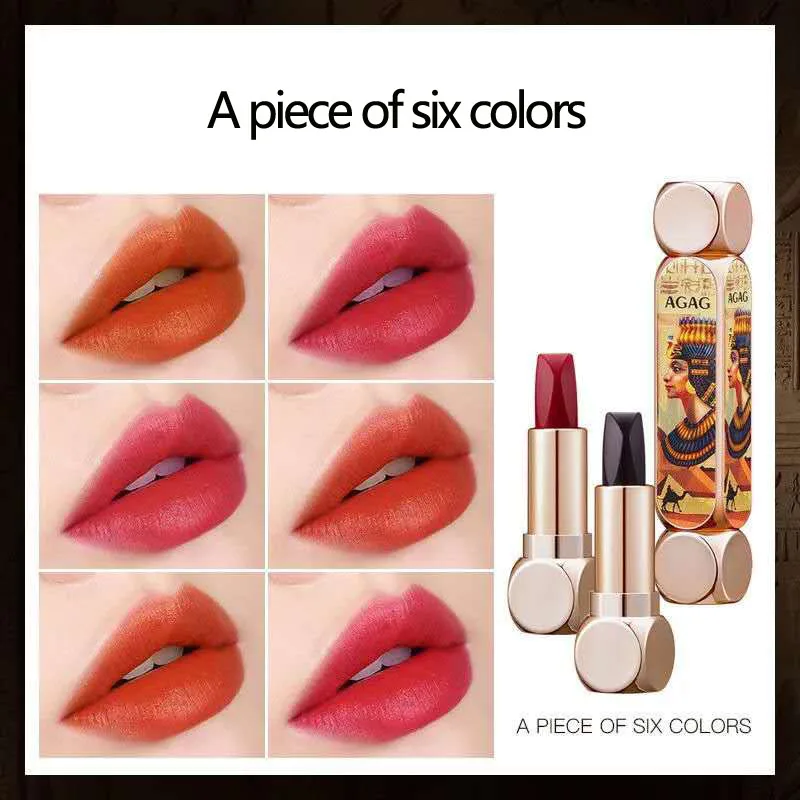 

6 Colors Matte Lipstick Tubes Waterproof Long Lasting Sexy Purple Lipstick Pigments Makeup Never Fade Away