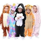 Детские пижамы-кигуруми в виде кота для мальчиков и девочек, пижамы в виде единорога, фланелевые детские пижамы в виде панды, пижамы в виде животных, зимние комбинезоны в виде единорога