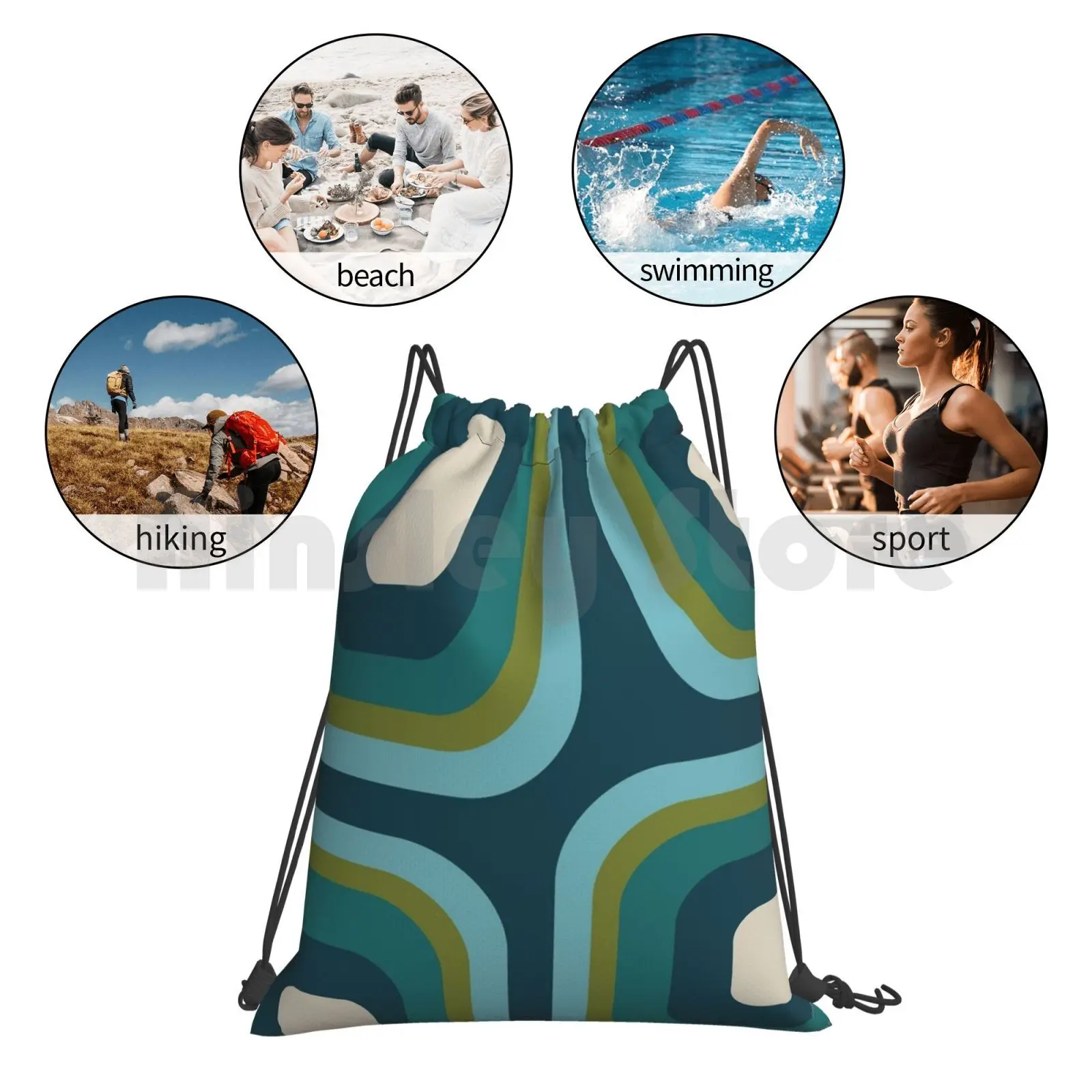 

Mid Century Pattern #3 Backpack Drawstring Bags Gym Bag Waterproof Mid Century Modern Mid Century Mod 1960S Swinging 60S