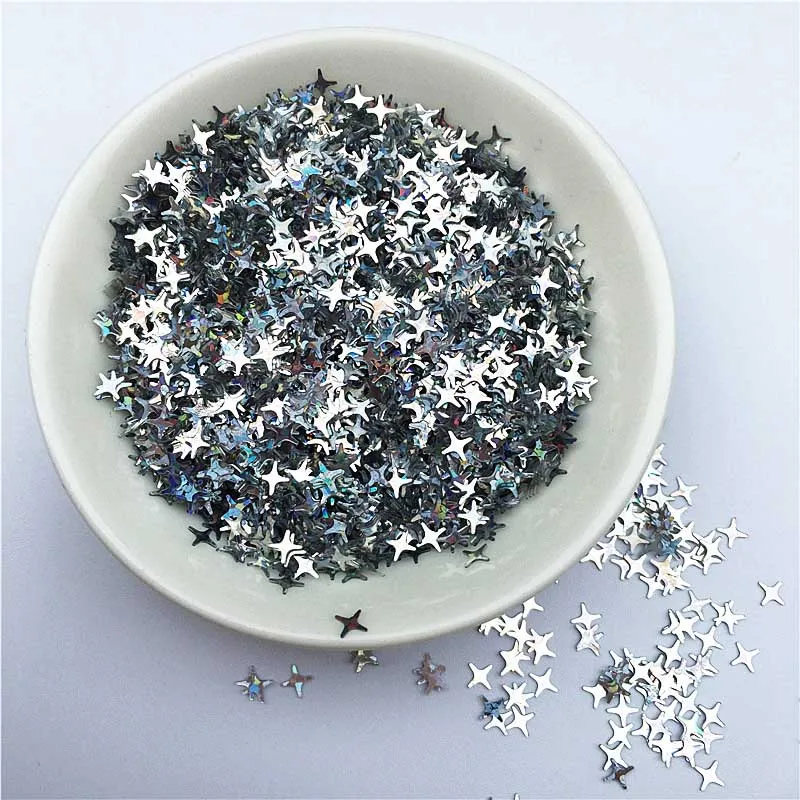 4 мм четырехконечная Звезда Крест блестки ПВХ Кристалл грязи мигающие ногти