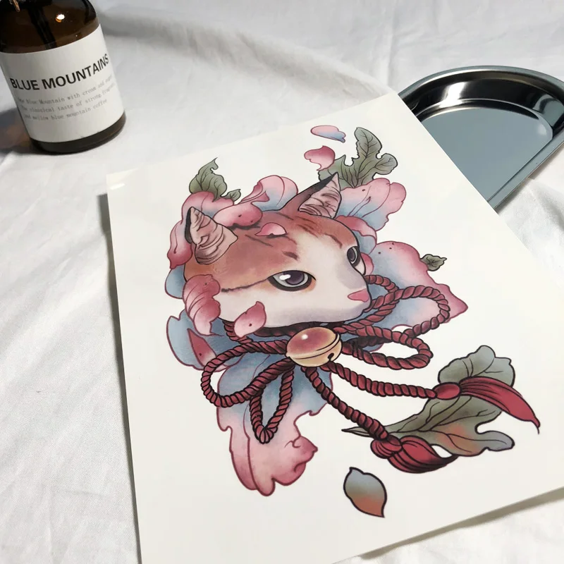 Водостойкая наклейка для телефона стойкая тату-наклейка в виде кота цветка рук