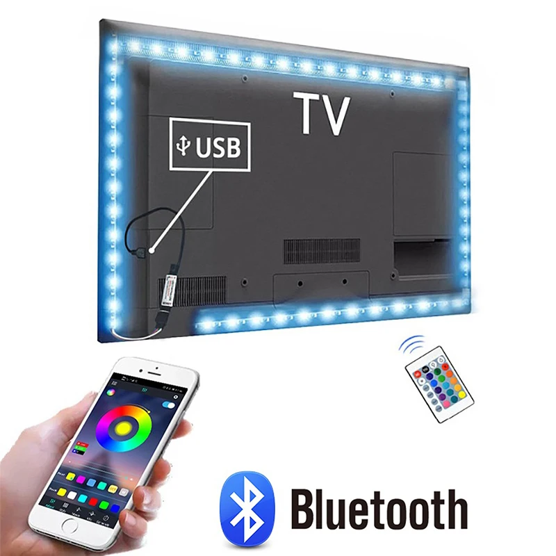 Светодиодная неоновая подсветка для ТВ 1 м 2 3 4 5 В USB Bluetooth RGB | Лампы и освещение