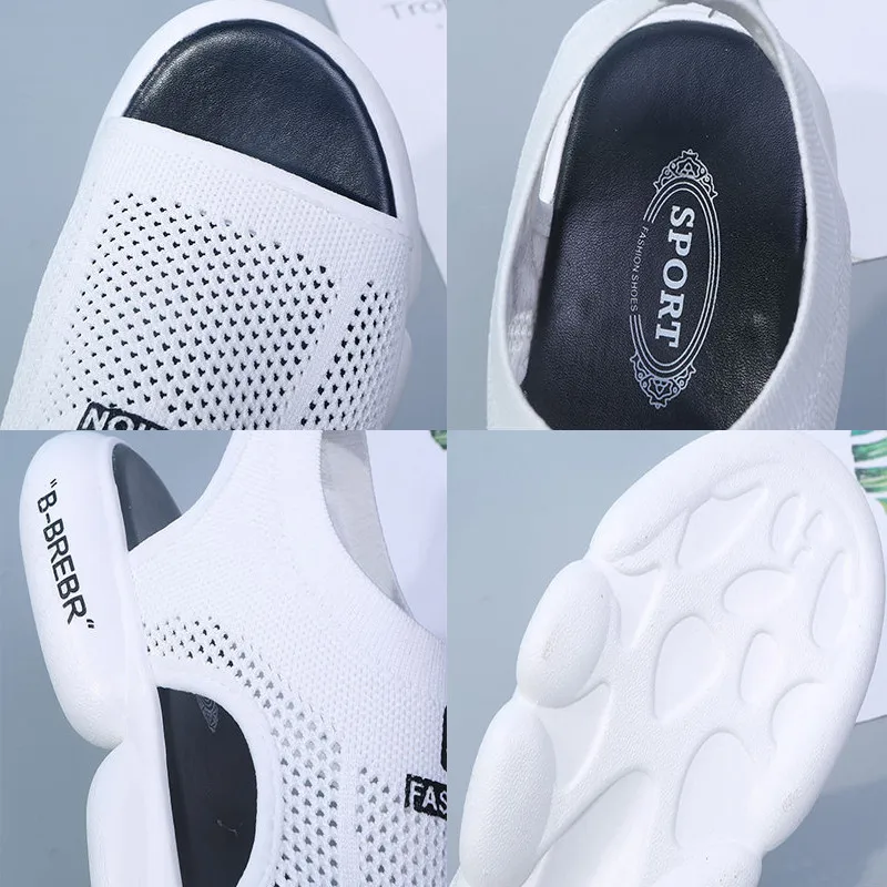 

Black Stretch Fabric Hollow Comfort Peep Toe Beach Shoes 2021Fashion Thick Bottom Sports Sandals Retro Platform Casual Shoes
