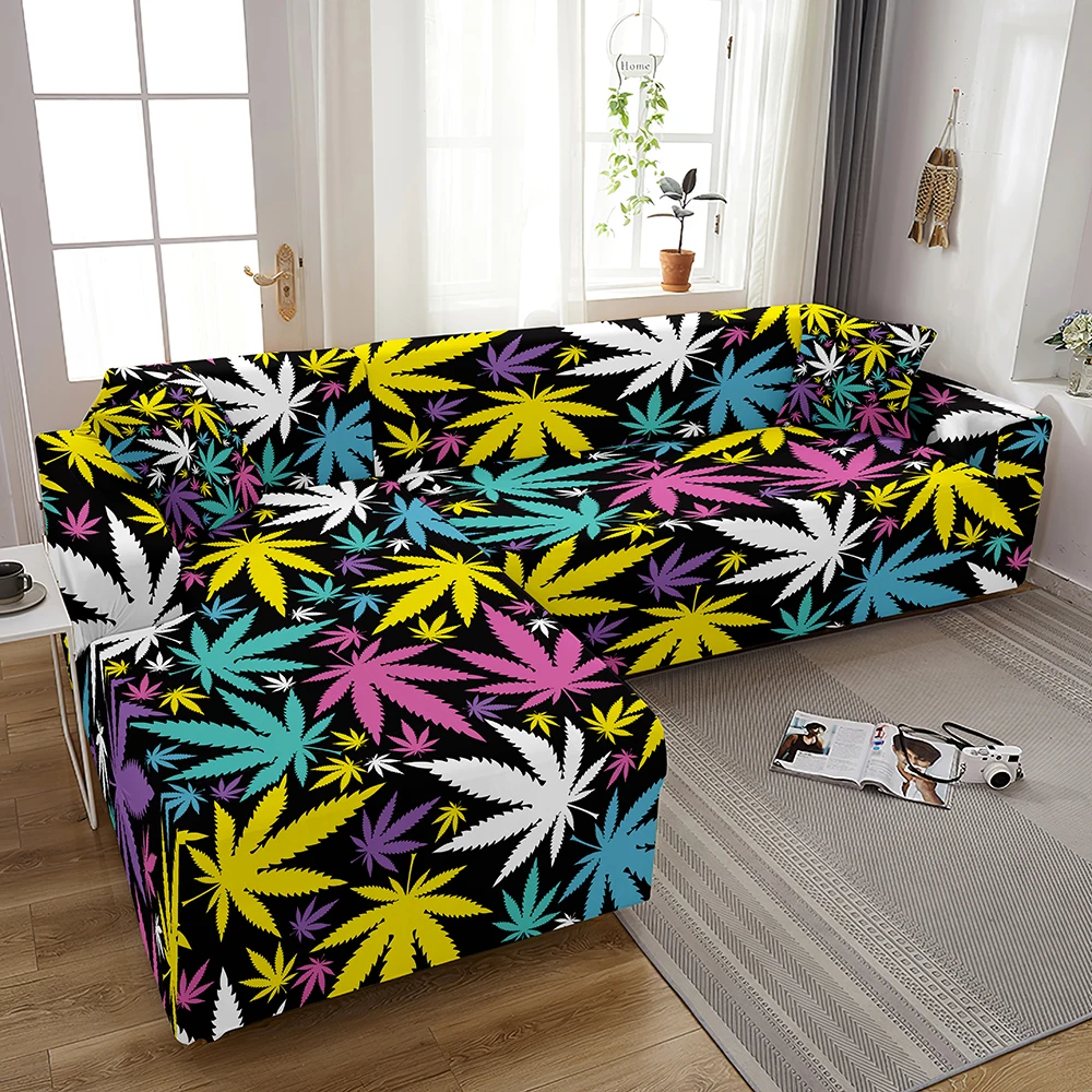 Чехол для углового дивана 1/2/3/4 мест с изображением кленовых листьев | Дом и сад