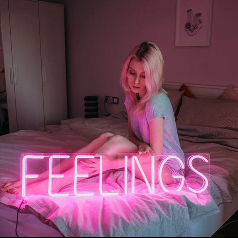 

Светодиодный эстетическое милые чувства гибкий светильник неоновая вывеска для дома номер настенный Декор Kawaii аниме Спальня украшения нас...