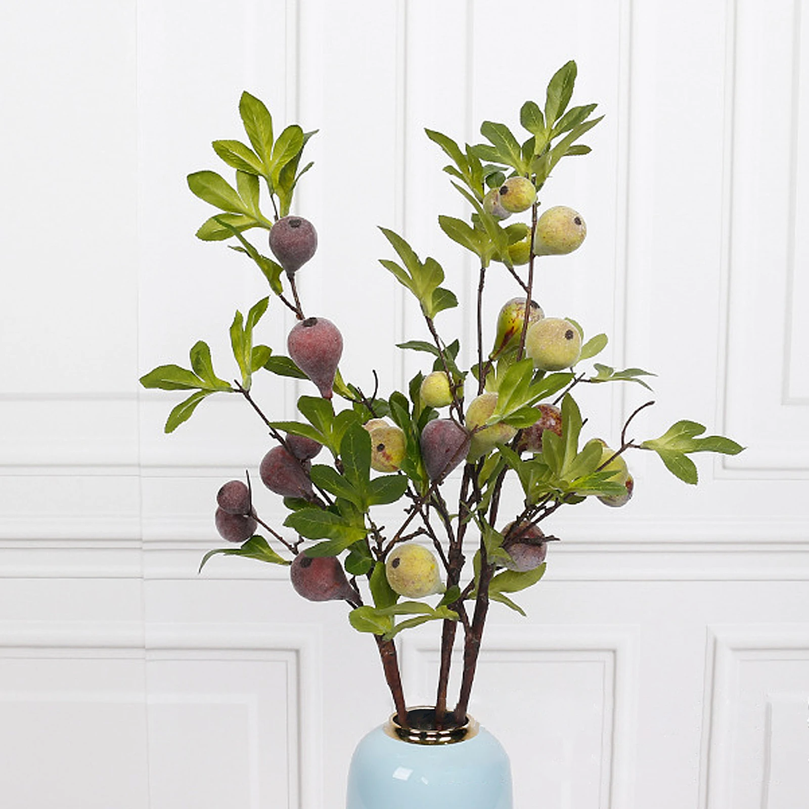 

Simulated Single Multi-Leaf Fig Fruit Branch Fake Plants Figs Fruit Flower Christmas Thanksgiving Party Home Decorations