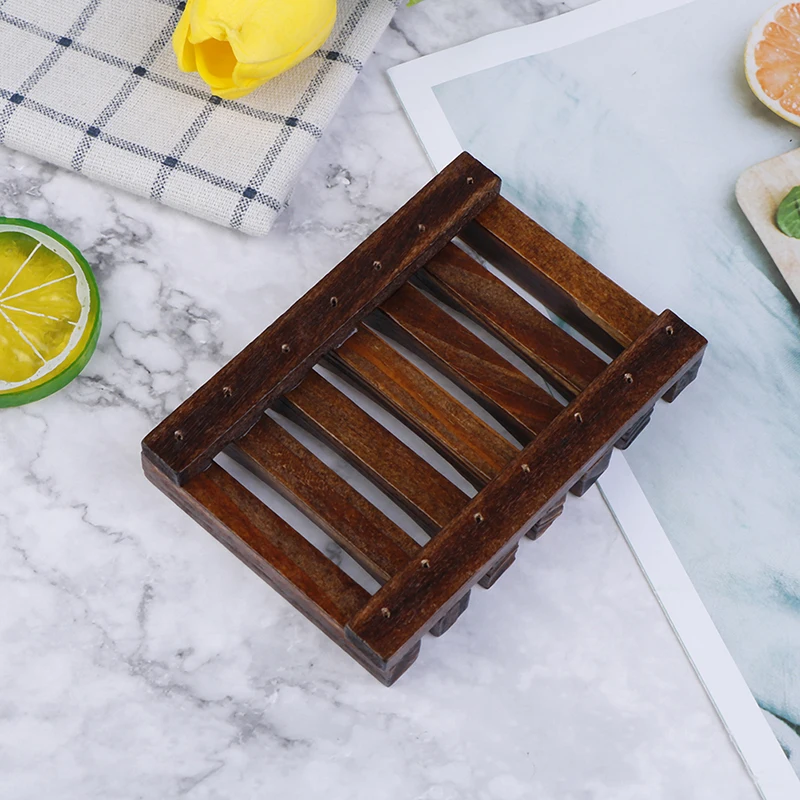

1pcs Wooden Natural Bamboo Soap Dishes Tray Holder Storage Soap Rack Plate Container