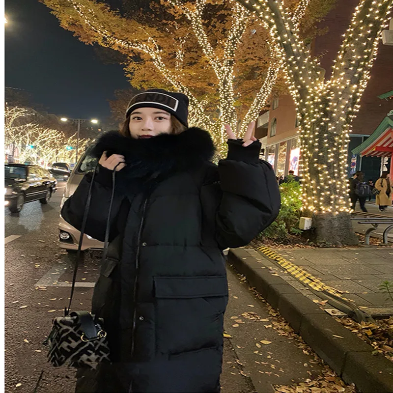 Модное зимнее пальто женские куртки Толстые Пуховые парки Длинные хлопковые с