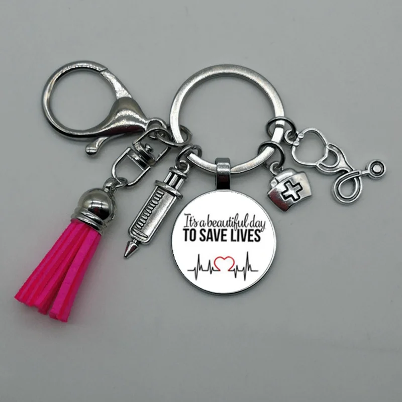 Новинка модный стеклянный стетоскоп для медсестры брелок из сплава с кисточкой