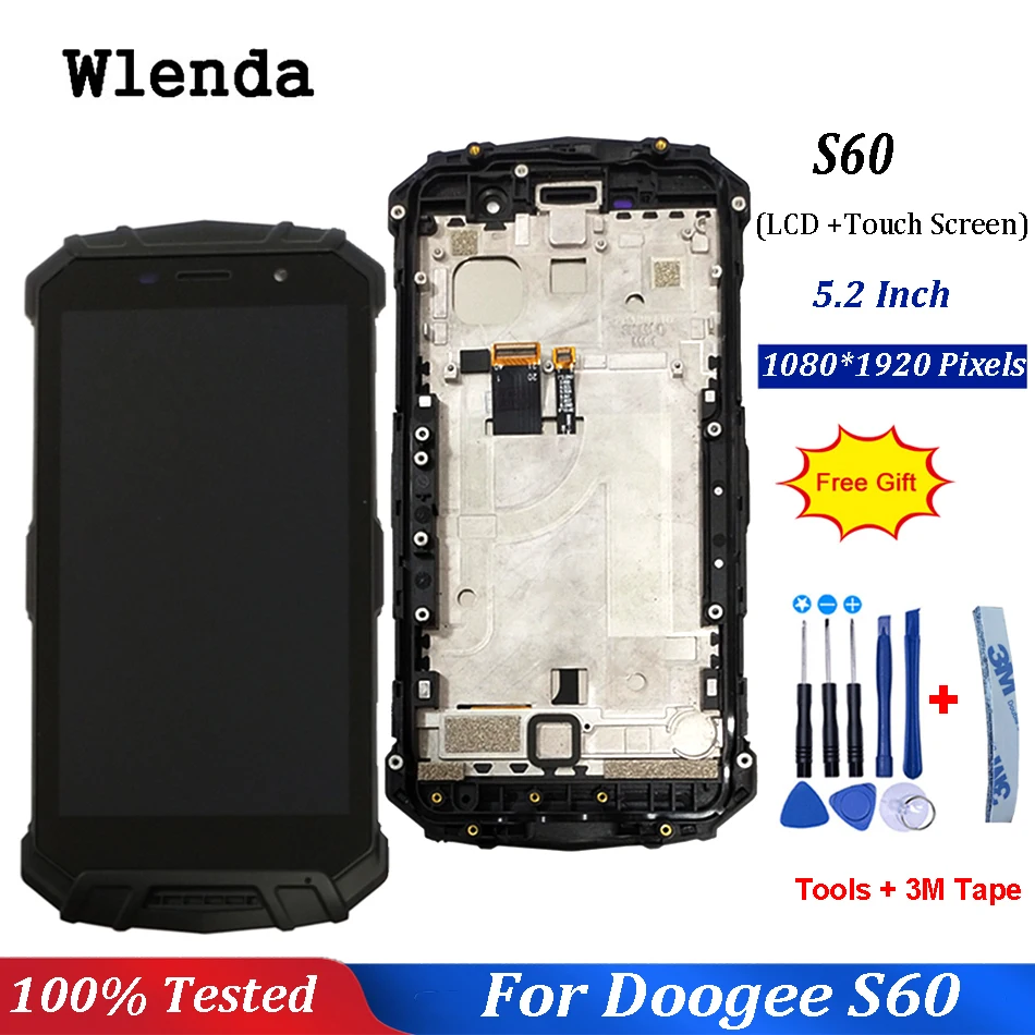 ЖК дисплей + дигитайзер сенсорного экрана рамка в сборе для Doogee S60 100% Оригинальный