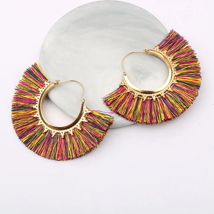 Новые модные сережки с кисточками Boho женские подвесками индийские длинные