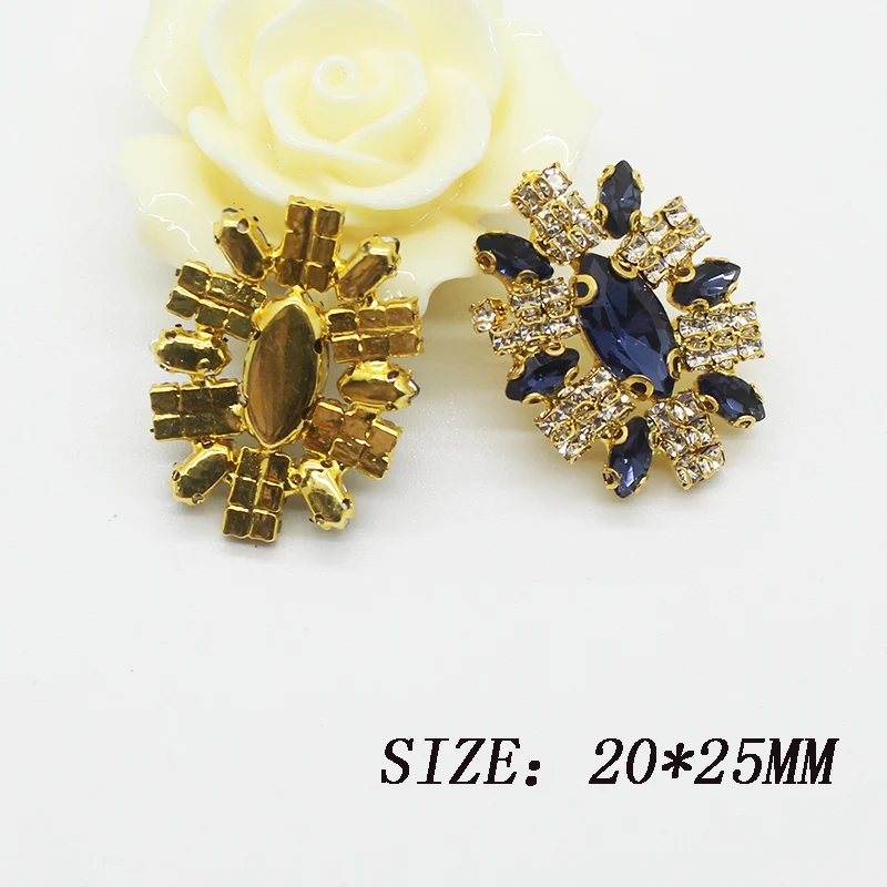 New Shiny Beautiful Glass Mix Color Buttons For Clothing 5Pcs/lot Rhinestones Diamond 20*25mm Handwork Decor Jewelry Accessories | Дом и сад