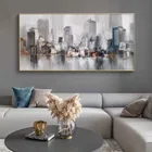 Золотая городская пейзаж, настенная живопись, ручная роспись, современная абстрактная масляная живопись на холсте, картина для гостиной, украшение для дома без рамки