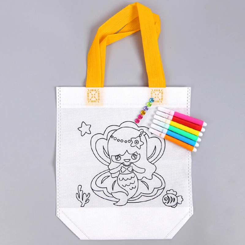 Миниатюрная ручная Холщовая Сумка ручной работы для детского творчества с