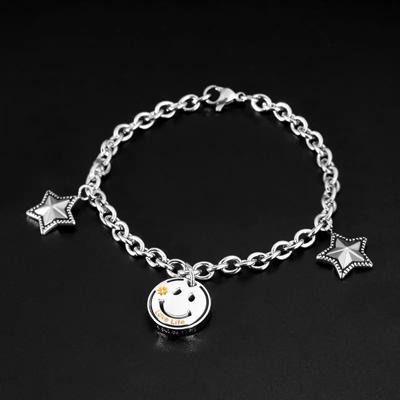 

New Smiley Face Bracelet Men's Fashion Personality Simple Smile Lucky Casual Wild Couple Jewelry Accessories