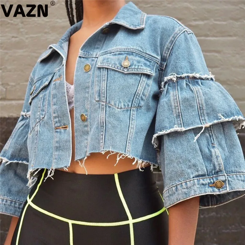 VAZN SMR9391 новый продукт 2019 Осенние сексуальные женские синие короткие пальто