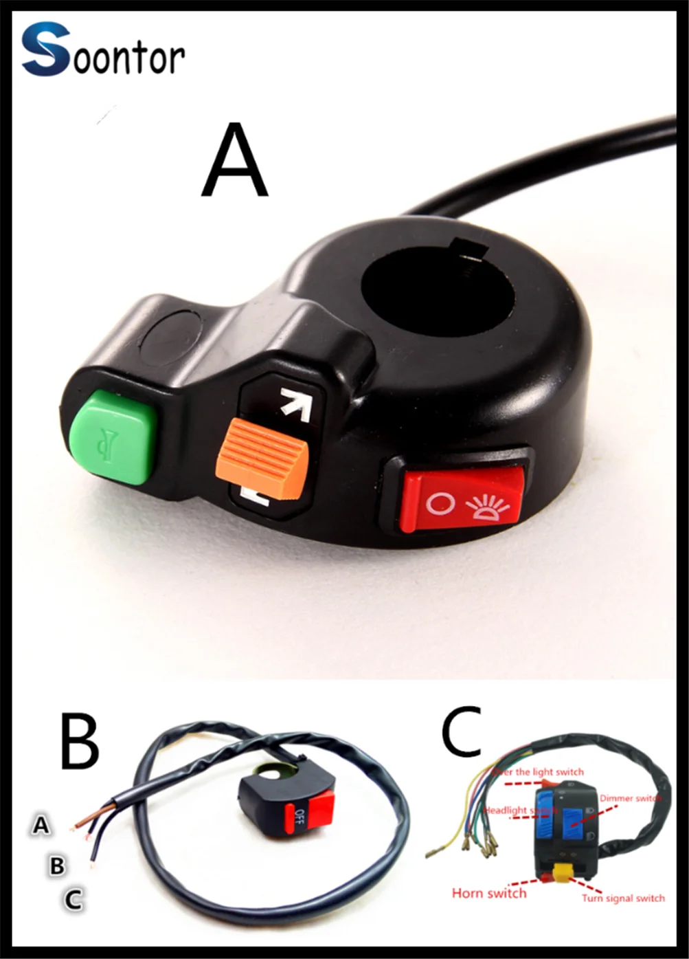 Переключатель рога поворотники ВКЛ/ВЫКЛ Свет 12 В Мотоцикл Универсальный