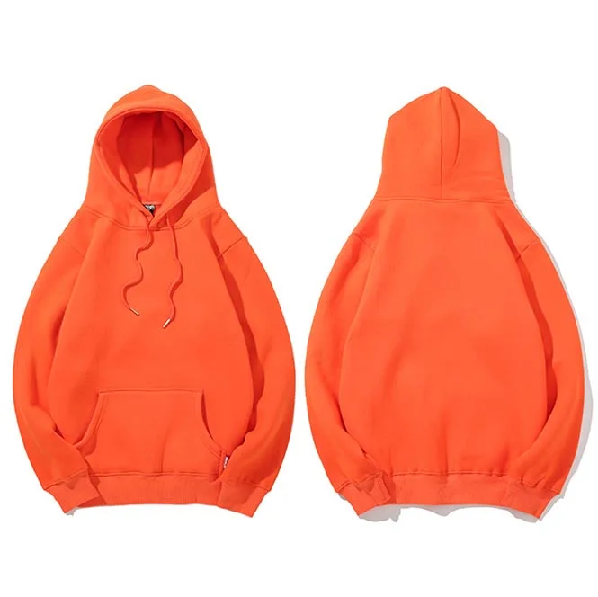 A18895 Orange Мужская толстовка с капюшоном в винтажном стиле, однотонный зимний флисовый пуловер, худи в стиле Харадзюку, хип-хоп, уличная одежда, осень, городская одежда - Цвет: A18895 Orange