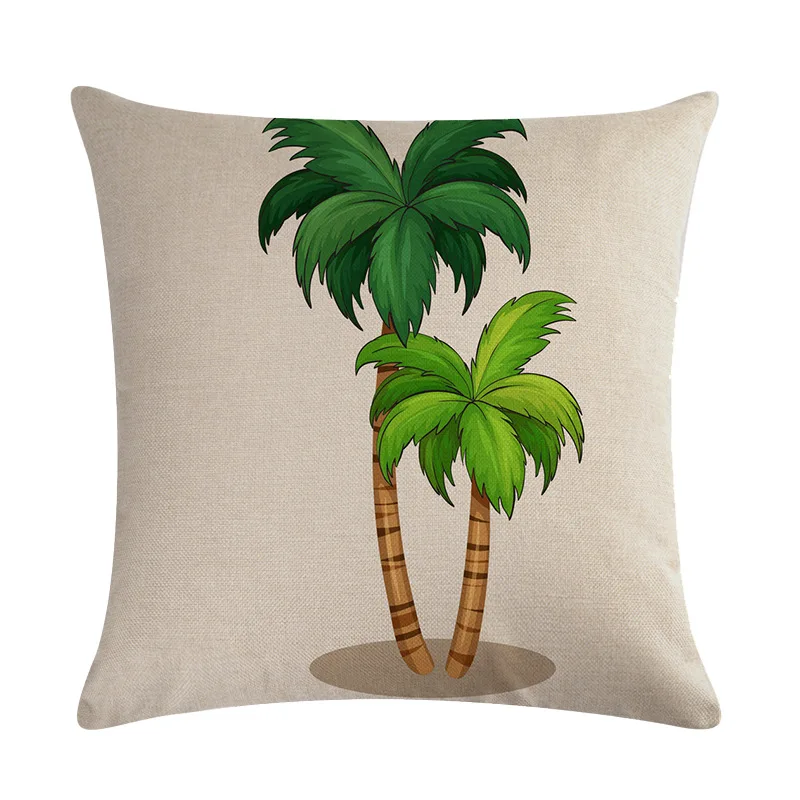 

Hot-Tropical plant coconut tree series linen pillowcase sofa cushion cover(No Pillow)