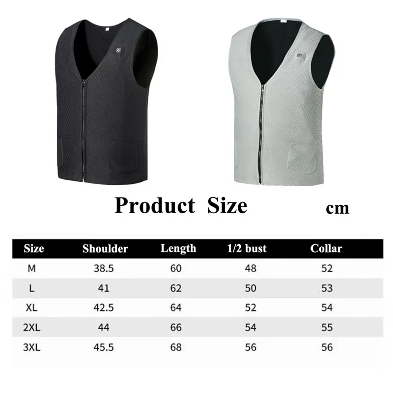 

Outdoor USB Infrared Heating Vest Men Women Jackets Winter Flexible Electric Thermal Clothing For Sports Cyclings