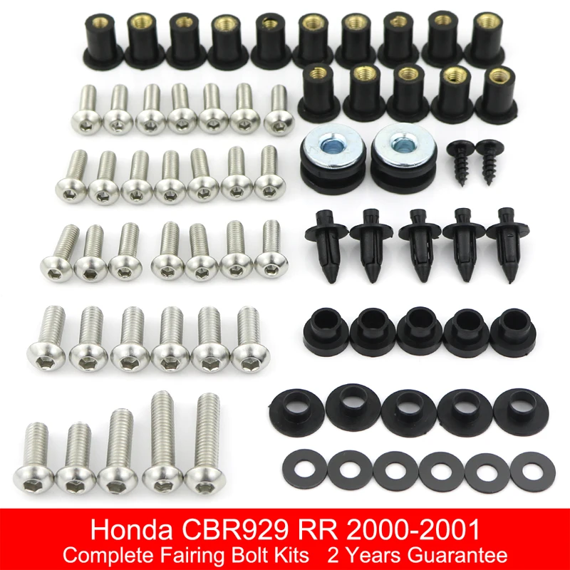 

For Honda CBR929RR 2000 2001 Motorcycle Complete Full Fairing Kit Screws Cowling Bolts Kit Stainless Steel Clips Nuts